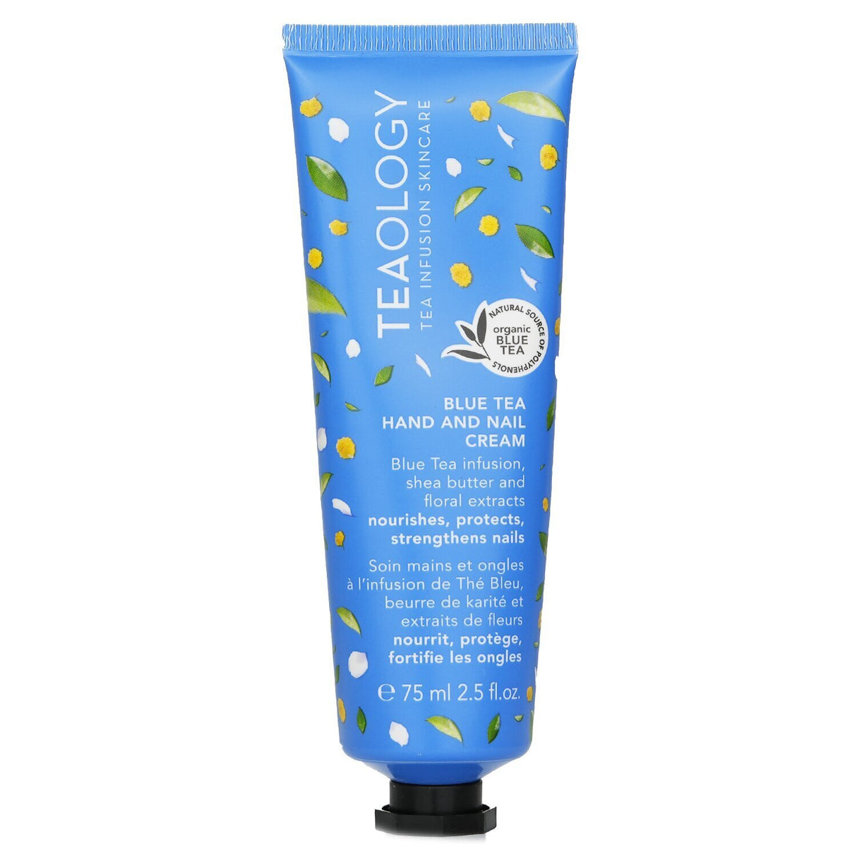 Luxurious Teaology Blue Tea Hand & Nail Cream, 75ml, nourishes, hydrates, and protects hands with natural ingredients.
