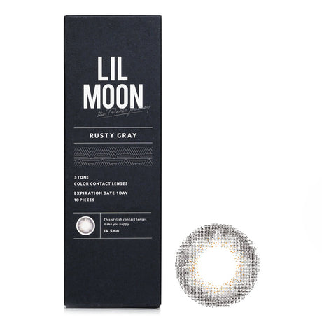 Pia Lilmoon Rusty Gray contact lenses offer a vibrant 1-day wear with a 3-layer design for comfort and UV protection.