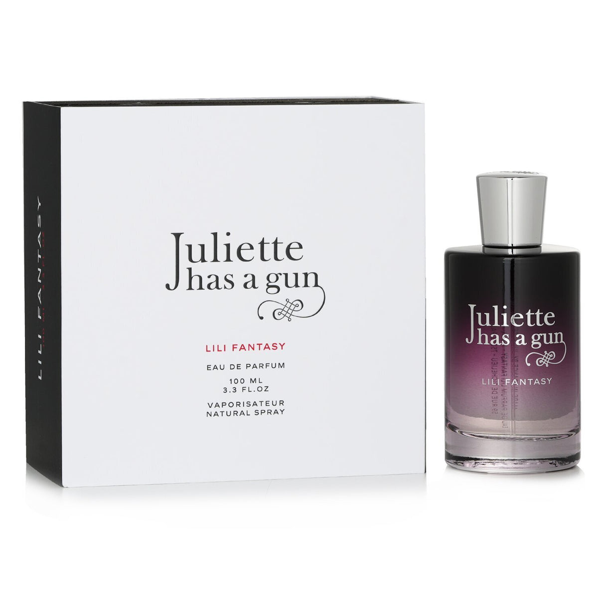 Juliette Has A Gun Lili Fantasy Eau De Parfum, a 100ml floral fruity gourmand fragrance with bubble gum, jasmine, and ambery notes.