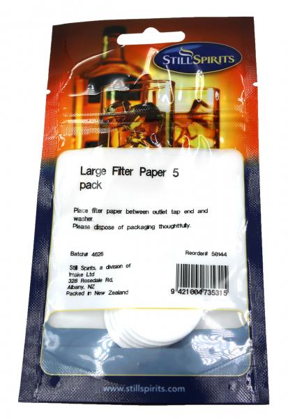 Still Spirits Large Filter Paper, 5 pack, designed for early Z Filters, ensuring optimal filtration for home distilling.