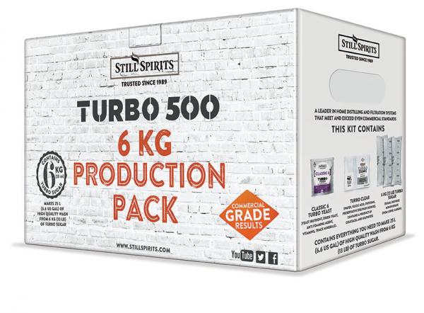 Still Spirits Turbo Production Pack 6kg for home distilling, featuring yeast, sugar, and clarifier for high-quality spirits.