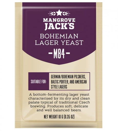 Mangrove Jack's CS Yeast M84 for brewing authentic European lagers with balanced flavors and clean, dry finishes.