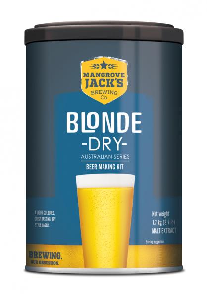 Classic Blonde Dry beer kit showcasing a 1.7kg package for brewing a refreshing, crisp blonde lager at home.