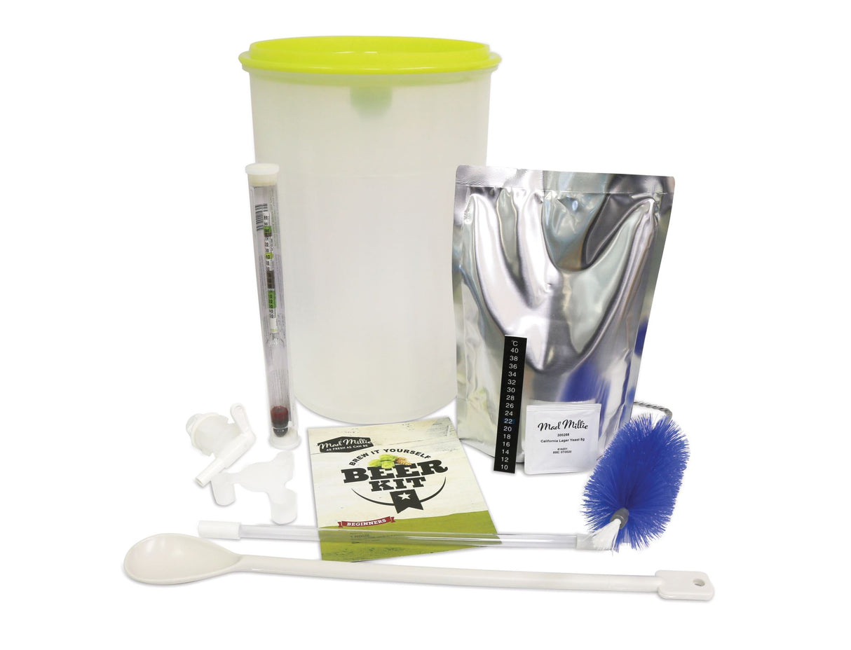 Craft your own refreshing lager at home with the Mad Millie Brew It Yourself Lager Kit, ideal for beginners and experts.