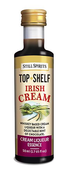 Homemade Still Spirits Top Shelf Irish Cream liqueur kit with whiskey, chocolate hints, and easy preparation instructions.