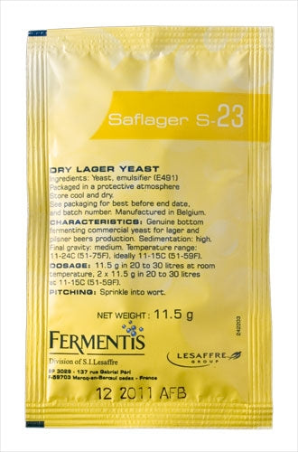 Premium Saflager Yeast S-23 for brewing fruity, refreshing lagers with a high sedimentation rate and full-bodied flavor.