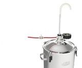 Grainfather Conical Fermenter Pressure Transfer for easy, clean beer transfers with CO2, featuring stainless steel, pressure gauge, and needle valve.