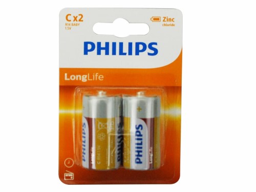 Battery - Philips Long Life Zinc Carbon 2C (12 Packs)