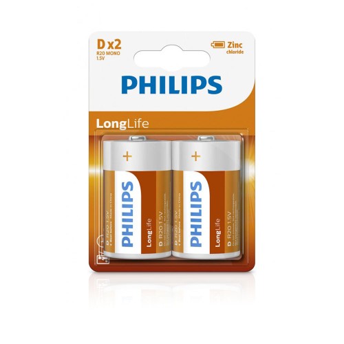 Battery - Philips Long Life Zinc Carbon 2D (12 Packs)