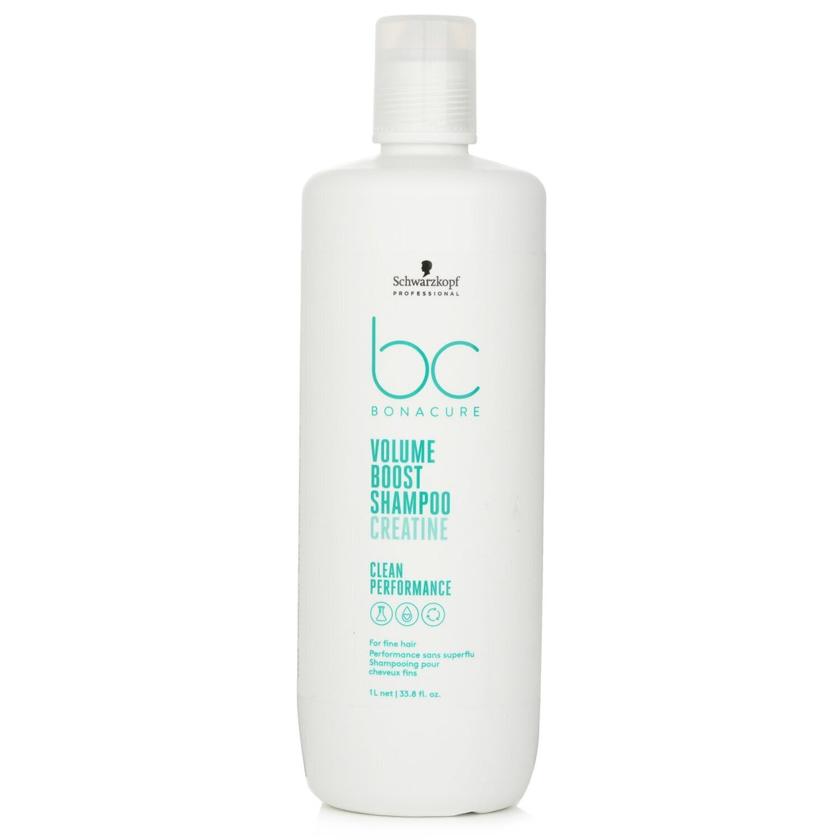 Schwarzkopf BC Bonacure Creatine Volume Boost Shampoo for fine hair, 1000ml, adds volume and body while cleansing gently.