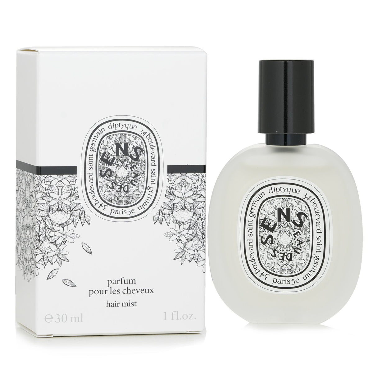 Lightweight Diptyque Eau Des Sens Hair Mist with camellia oil for nourishing, fragrant, and beautifully scented hair.