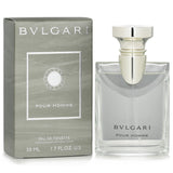 Bvlgari Pour Homme Eau De Toilette Spray in sleek packaging, featuring black lapsang tea and smoky wood notes for the modern man.