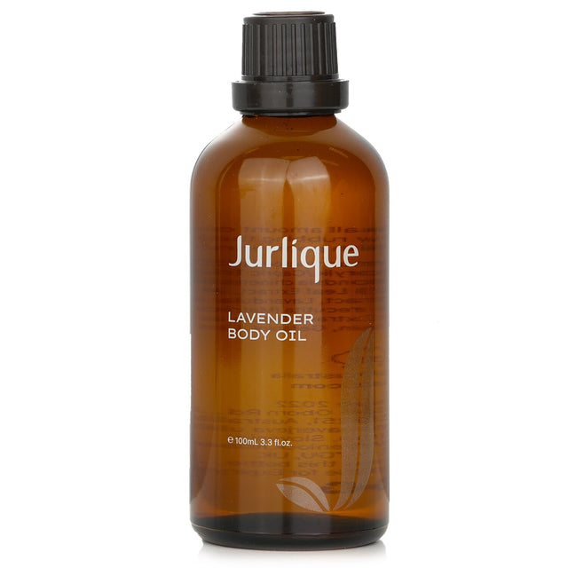 Luxurious Jurlique Lavender Body Oil in a 100ml bottle, enriched with lavender and chamomile for hydration and calm.