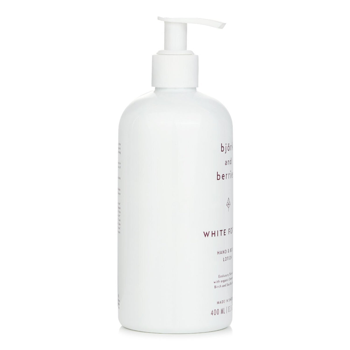 Luxurious 400ml hand and body lotion with a silky texture, enriched with organic sea buckthorn, birch, and chamomile.