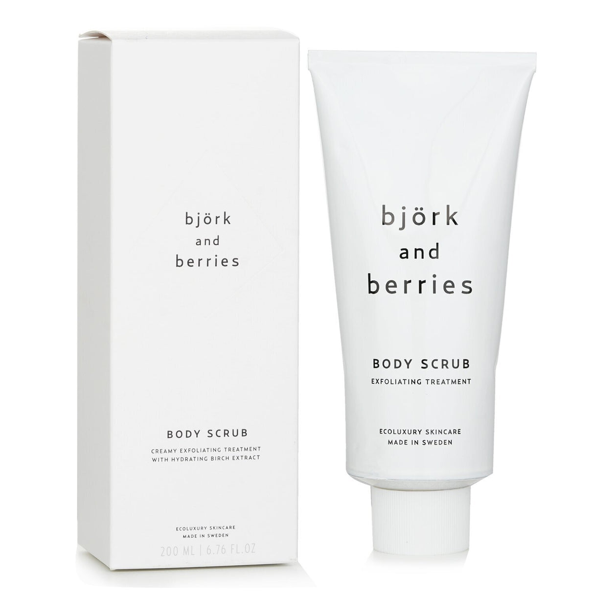 Creamy exfoliating body scrub with 98% natural ingredients, enriched with organic birch, sea buckthorn, and chamomile.