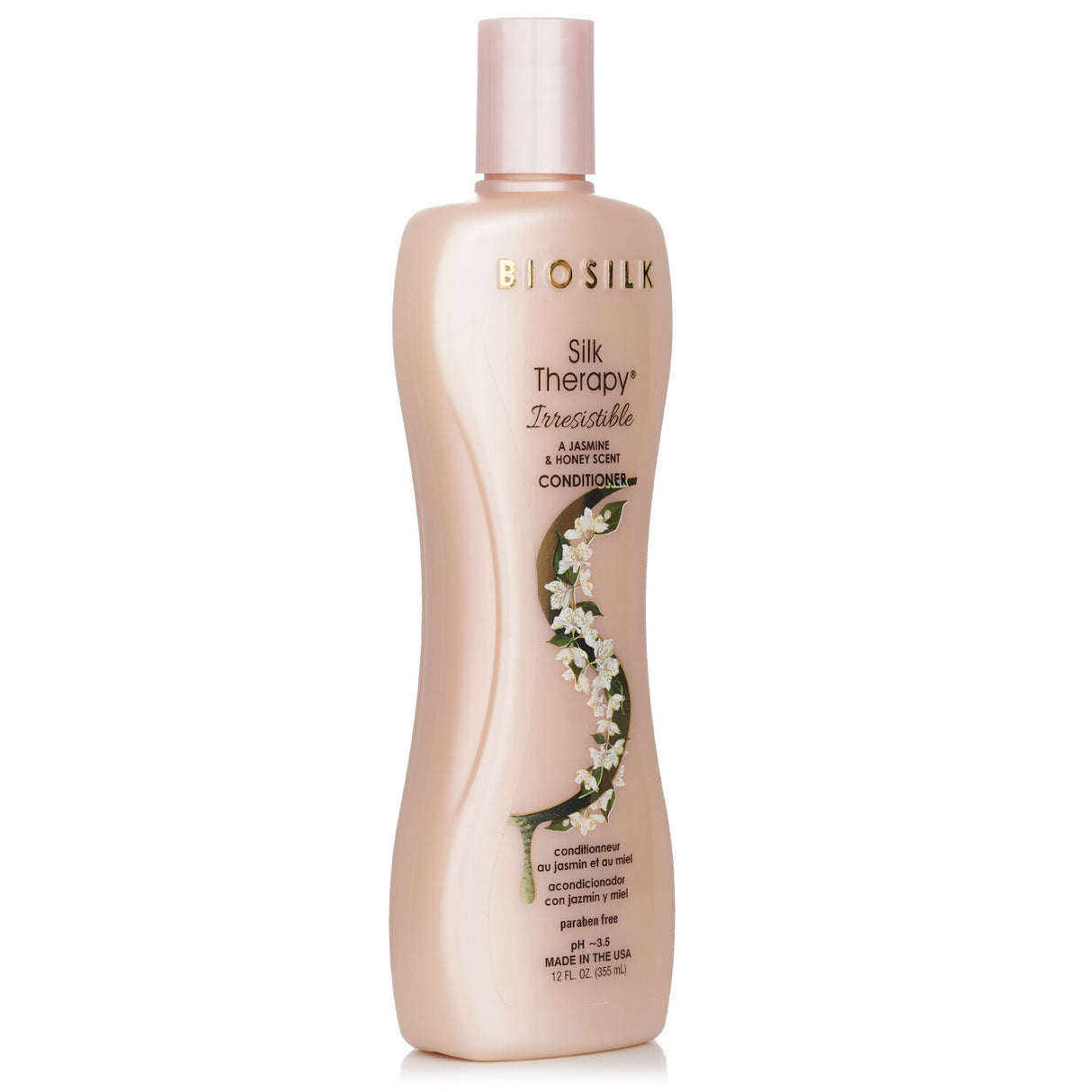 BioSilk Therapy Irresistible Conditioner 355ml, enriched with silk proteins for frizz control and enhanced shine, suitable for all hair types.