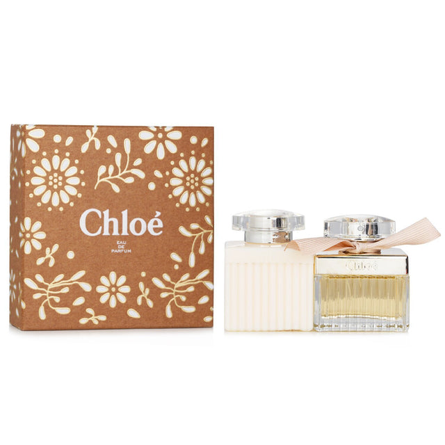 Chloe Coffret set featuring a 50ml Eau de Parfum and 100ml Body Lotion, perfect for luxurious fragrance layering.