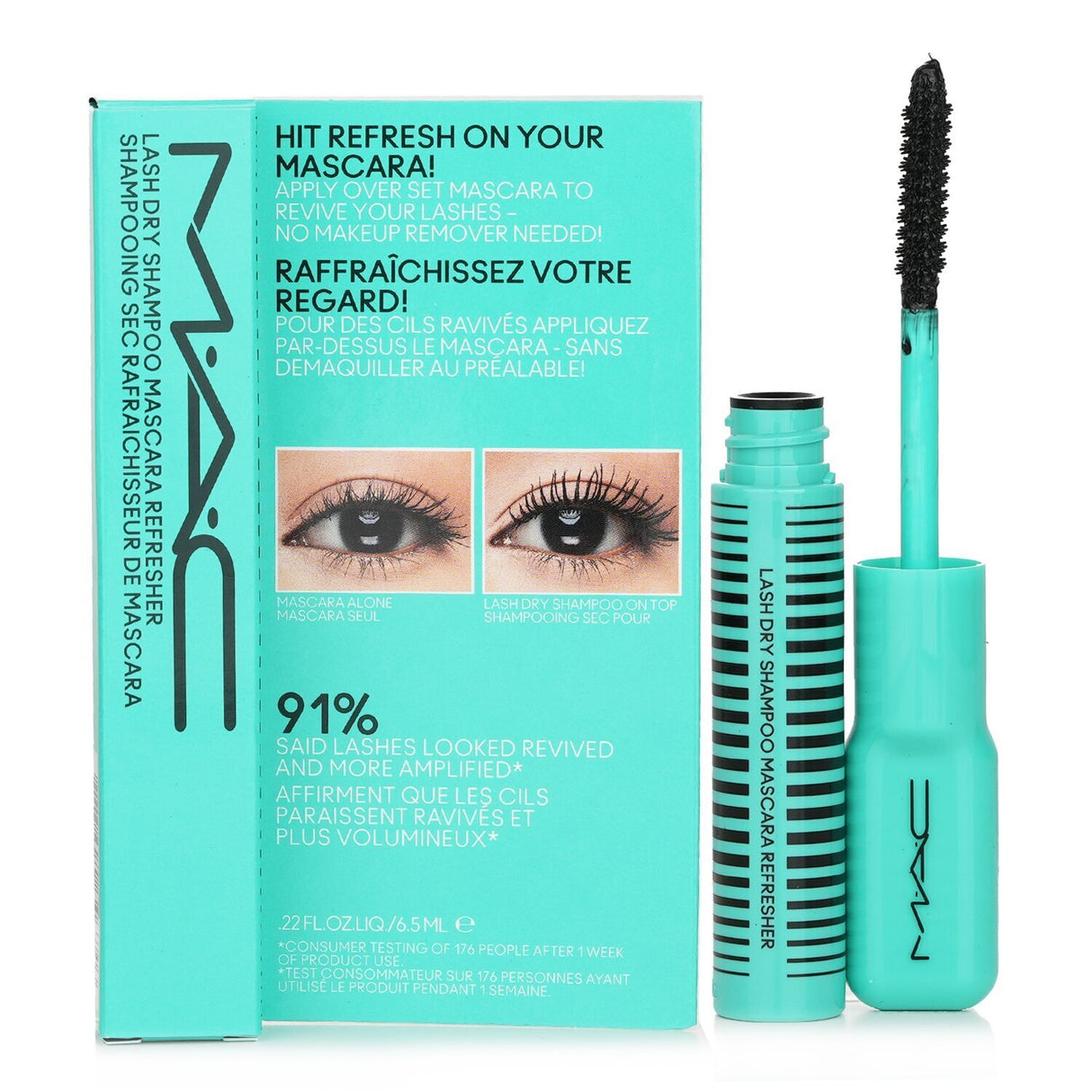 MAC Lash Dry Shampoo Mascara Refresher in #Black, 6.5ml, revives lashes with a clump-free formula for effortless re-styling.