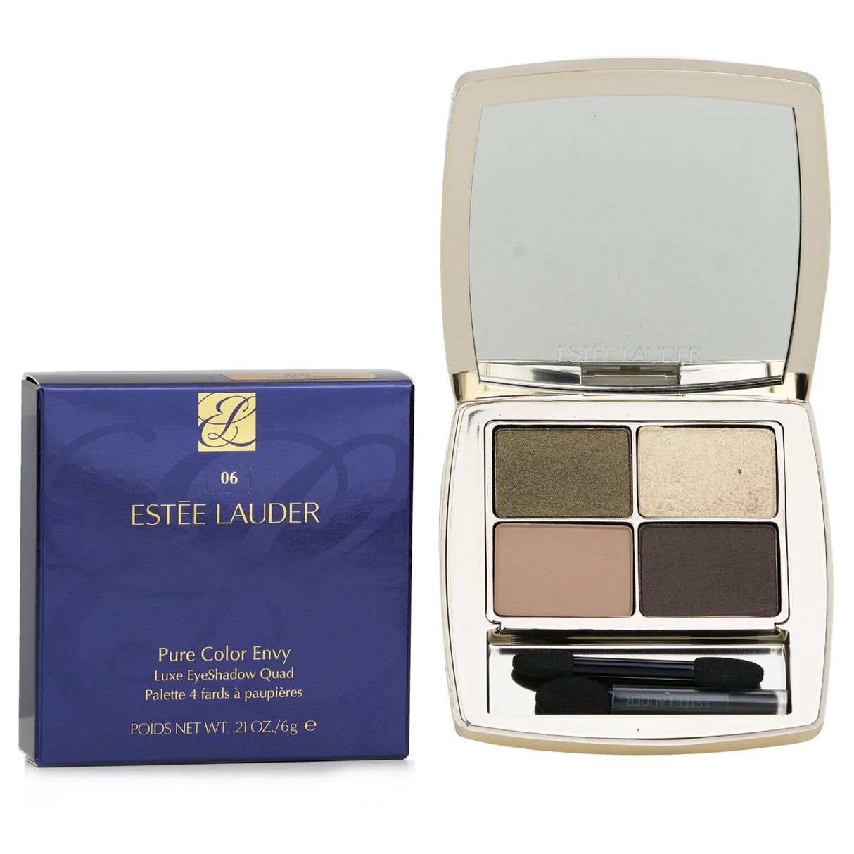 Luxurious Estee Lauder eyeshadow quad featuring 4 rich shades, ideal for versatile day and night looks.