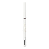 Retractable dark brown brow pencil with a fine tip and spoolie brush for defined, natural-looking eyebrows.