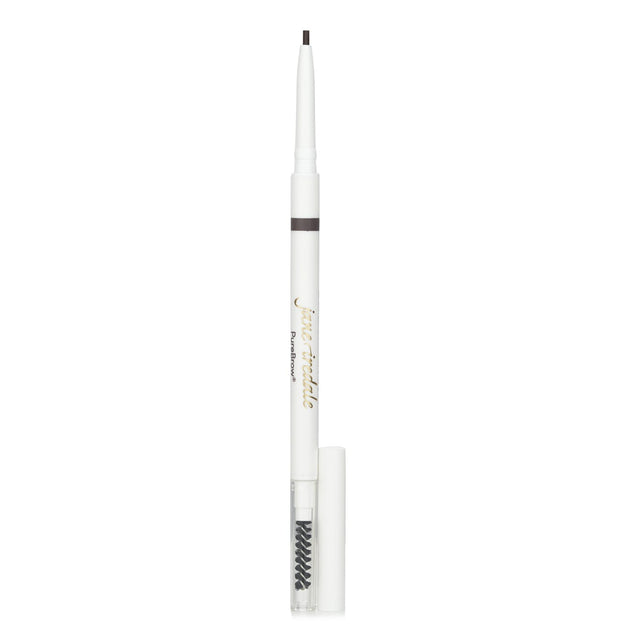 Retractable dark brown brow pencil with precision tip and spoolie for defined, natural-looking eyebrows.