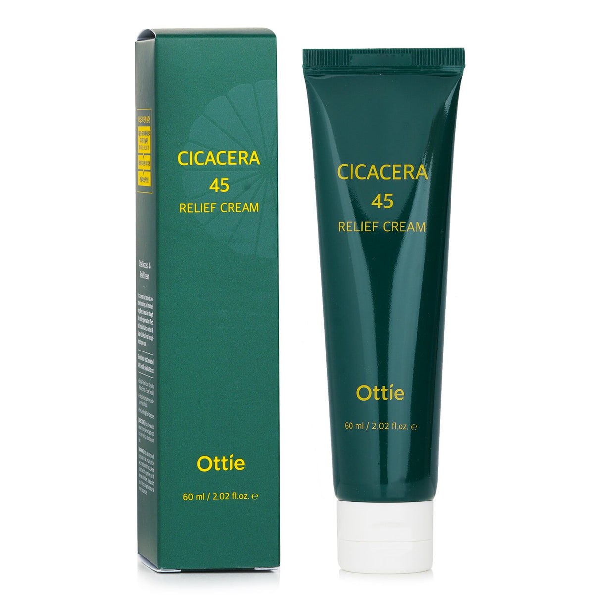 Ottie Cicacera 45 Relief Cream in 60ml, featuring 45% centella asiatica and witch hazel to soothe and hydrate sensitive skin.