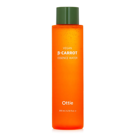 Ottie Vegan Beta Carrot Essence Water bottle, featuring vegan formula with organic carrot juice for soothing and hydrating skin.