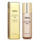 Ottie Gold Prestige Resilience Watery Tonic in a sleek 130ml bottle, offering anti-wrinkle hydration and skin revival.