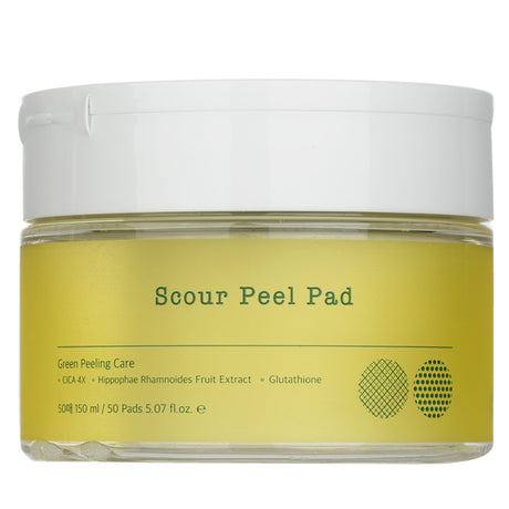 Ottie Scour Peel Pad features dual-sided exfoliation for radiant, hydrated skin, suitable for sensitive and problematic skin.