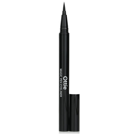 Ottie Magic Pen Eyeliner in #Black features a precise, smudge-proof formula for long-lasting, vivid eye definition.