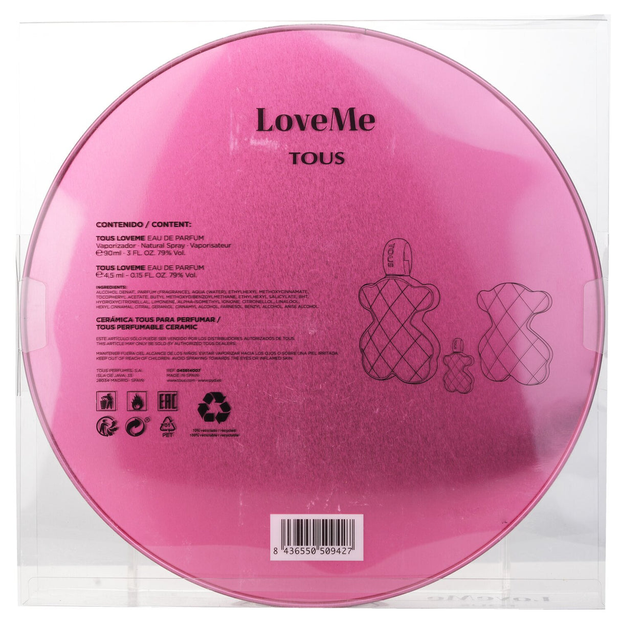 Tous Love Me The Silver Set: Eau De Parfum Spray 90ml + 4.5ml + Perfumable Ceram
