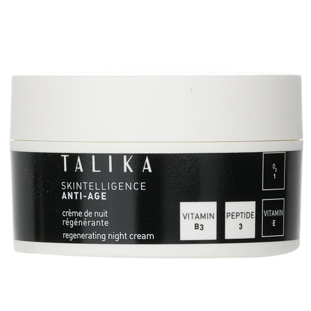 Talika Skintelligence Anti-Age Night Cream in a 50ml jar, enriched with natural ingredients for rejuvenated skin overnight.