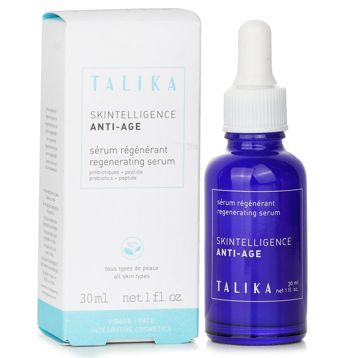 Talika Skintelligence Anti-Age Serum: 30ml rejuvenating facial serum with natural ingredients, peptides, and hydration for youthful skin.