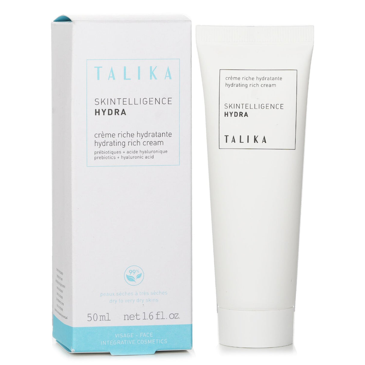 Talika Skintelligence Hydra Rich Cream, 50ml: ultra-hydrating facial cream for dry skin with prebiotics and anti-pollution benefits.
