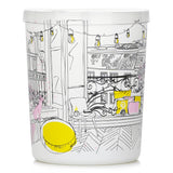 Elegant white glass container holding a floral fruity scented candle, inspired by a sunny balcony garden, 180g/6.35oz.
