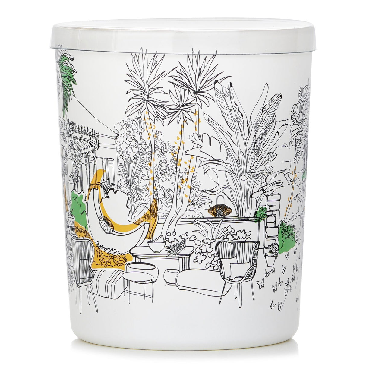 Elegant white glass candle featuring warm spice aromas of saffron, pepper, and cinnamon, perfect for relaxation or entertaining.