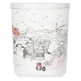 Desert Garden Scented Candle in a white glass jar, featuring cacti and coconut milk fragrance, burns for 40 hours.