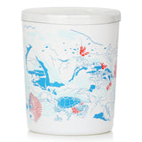 Ocean-inspired 180g scented candle in a white glass container, featuring marine accords and musk for tranquil ambiance.