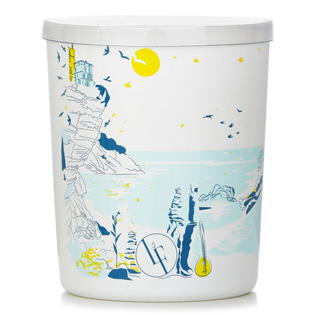 Corsican Garden Scented Candle in a white glass container, featuring myrtle and immortelle notes for a summery ambiance.