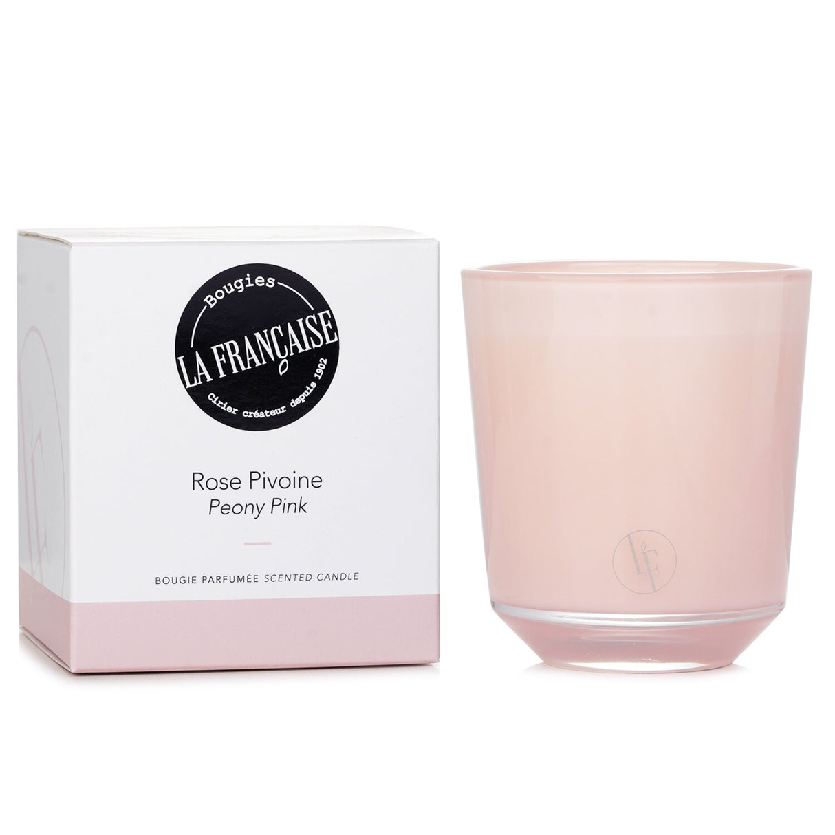 Peony Pink Scented Candle in elegant packaging, featuring a romantic rose and fruit fragrance, crafted for a feminine ambiance.
