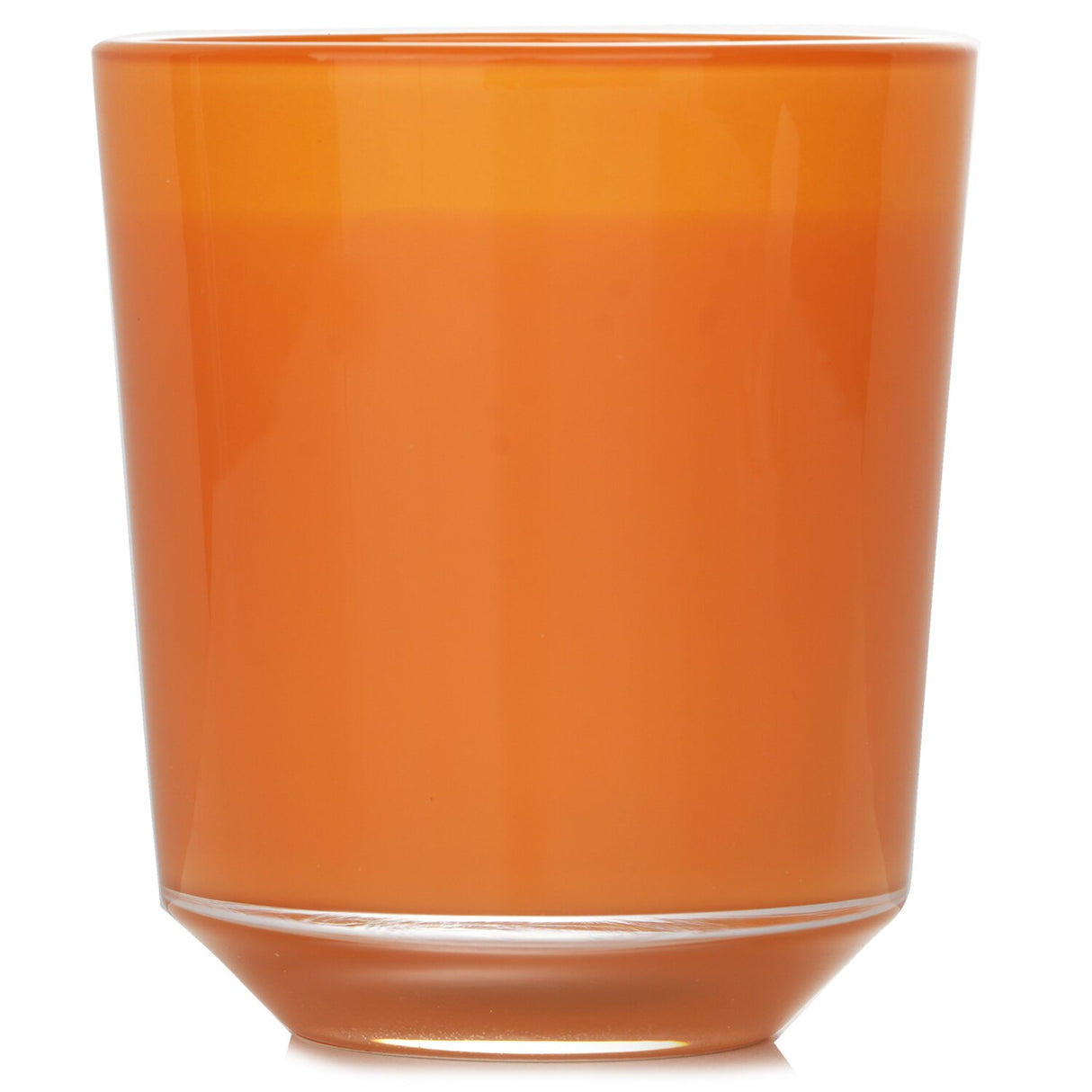 Vibrant Orange Mandarine Candle in glass jar, offering uplifting citrus scent and 40-hour burn time for joyful ambiance.