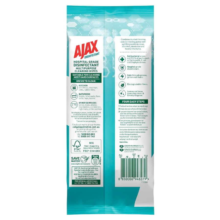 Ajax Disinfectant Cleaning Wipes Green Tea & Jasmine