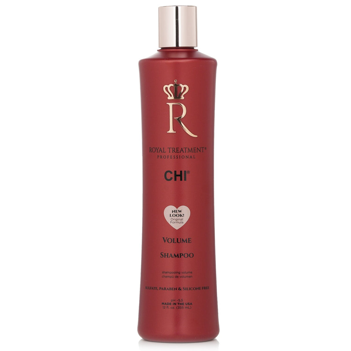 Luxurious CHI Royal Treatment Volume Shampoo for fine, limp, color-treated hair, enriched with white truffle and pearl for added volume.