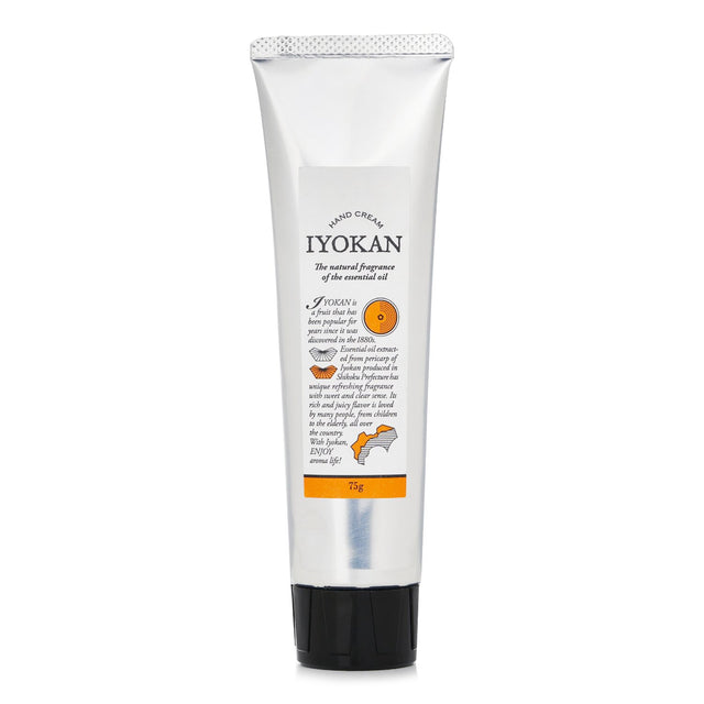 Iyokan Hand Cream - 75g, moisturizing with Yuzu oil, gentle citrus scent, quickly absorbs, perfect for daily use.
