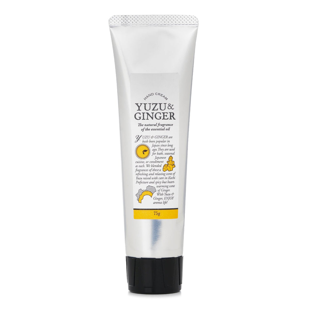 Moisturizing hand cream with Yuzu and Ginger, enriched with natural oils for soft, hydrated hands.