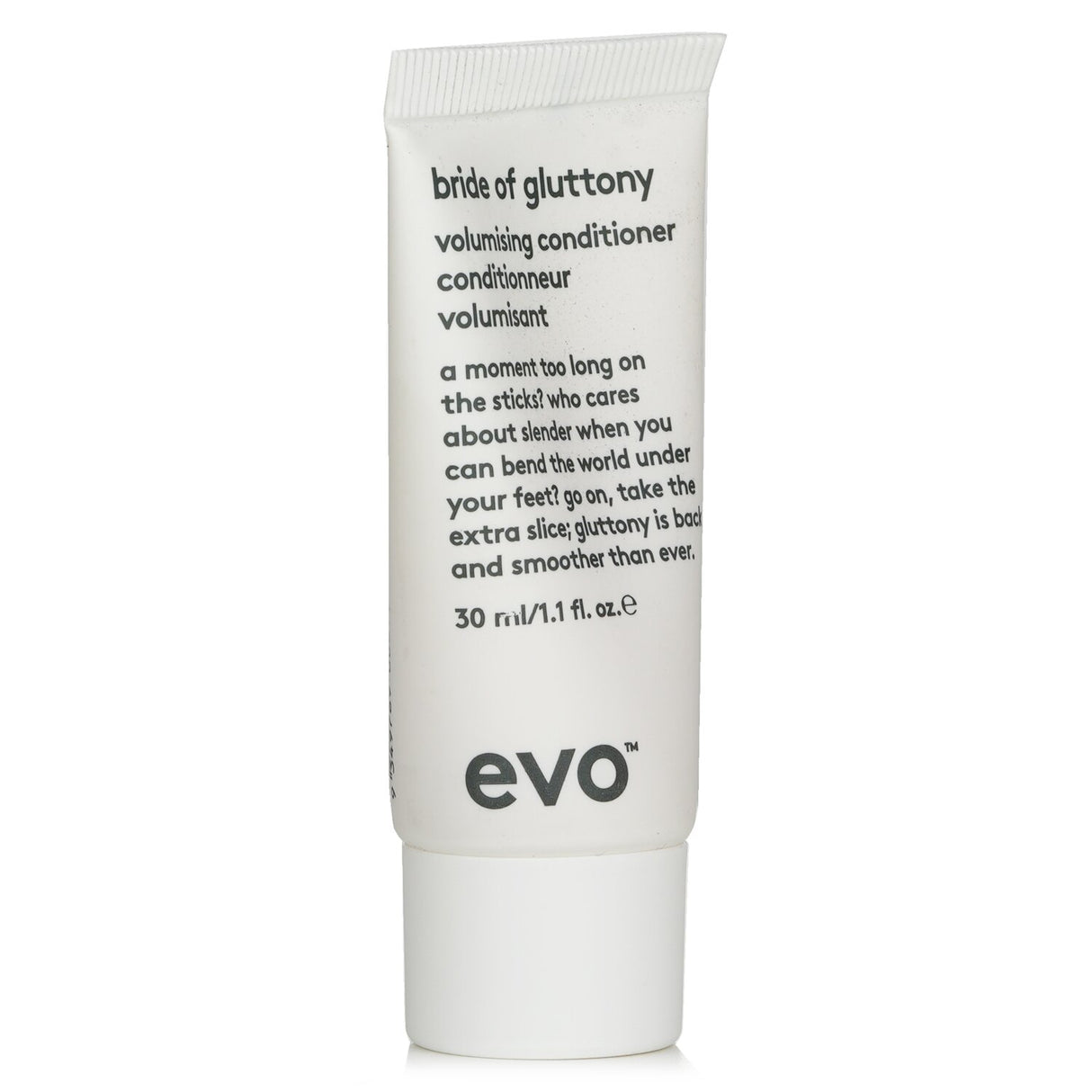 Evo Bride of Gluttony Conditioner in 30ml, a lightweight formula that adds volume, shine, and strength to fine hair.