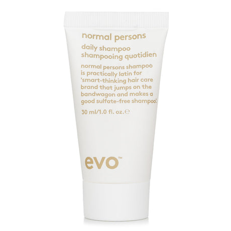 Evo Normal Persons Daily Shampoo 30ml, sulfate-free, gentle formula for normal to oily hair, promotes a fresh, balanced scalp.