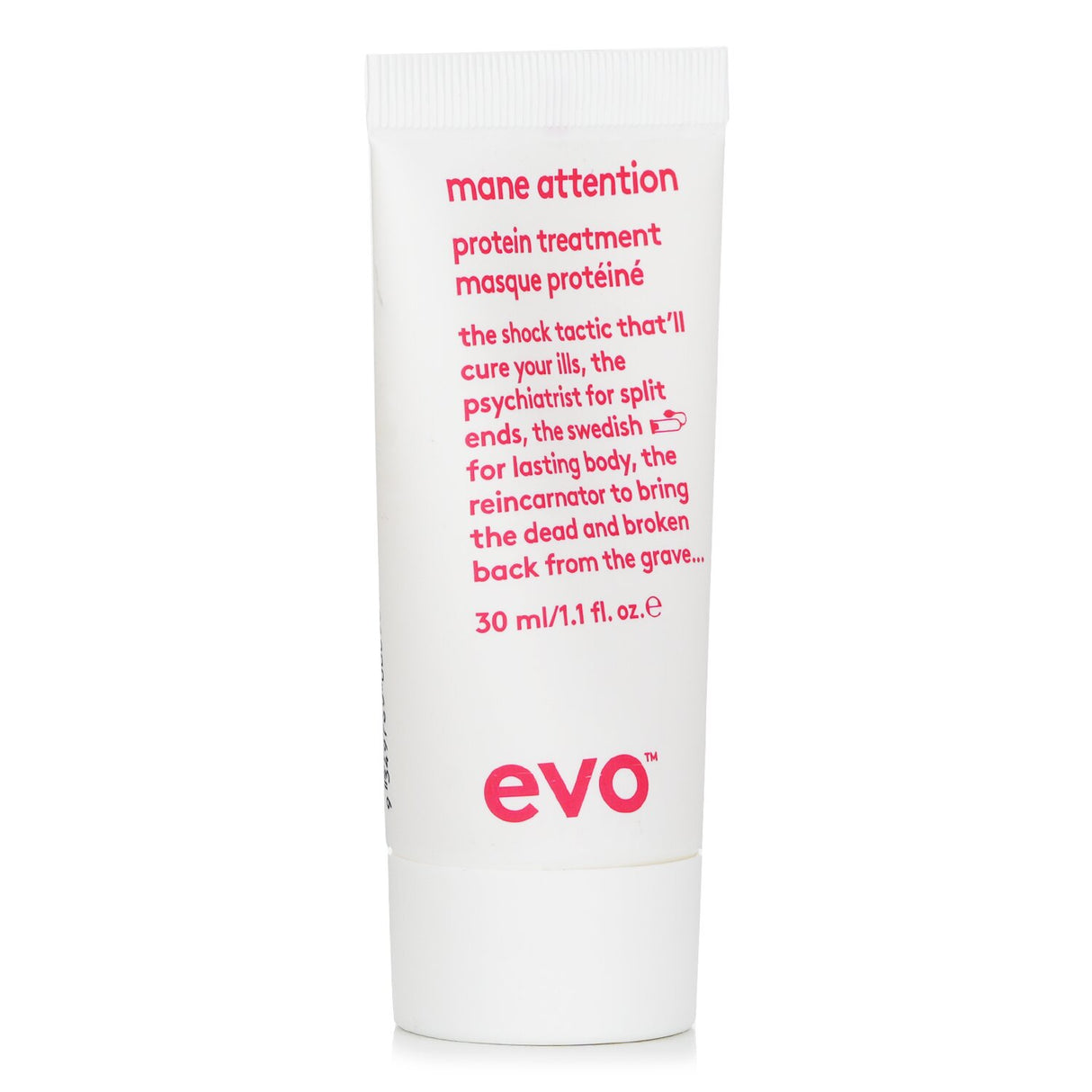 Evo Mane Attention Protein Treatment 30ml revitalizes weak, color-treated hair, enhancing strength and shine.