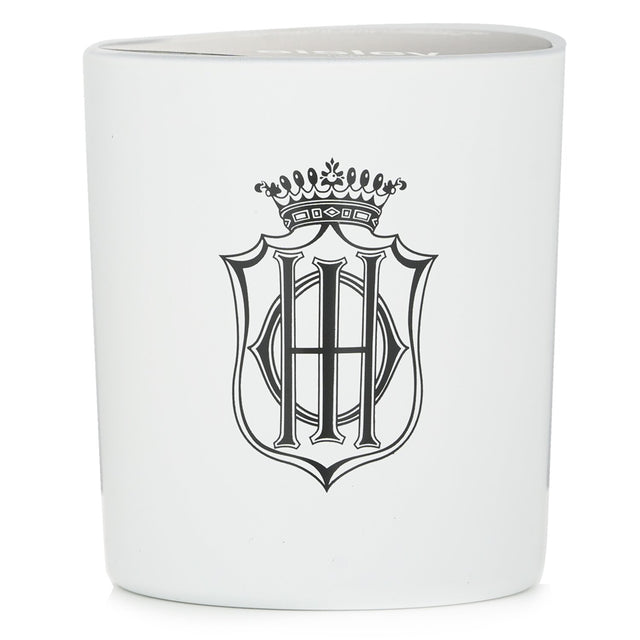 Luxury Sisley Tuberose Candle in a matte white container, emits powdery floral aroma, burn time 45 hours, ideal for relaxation.