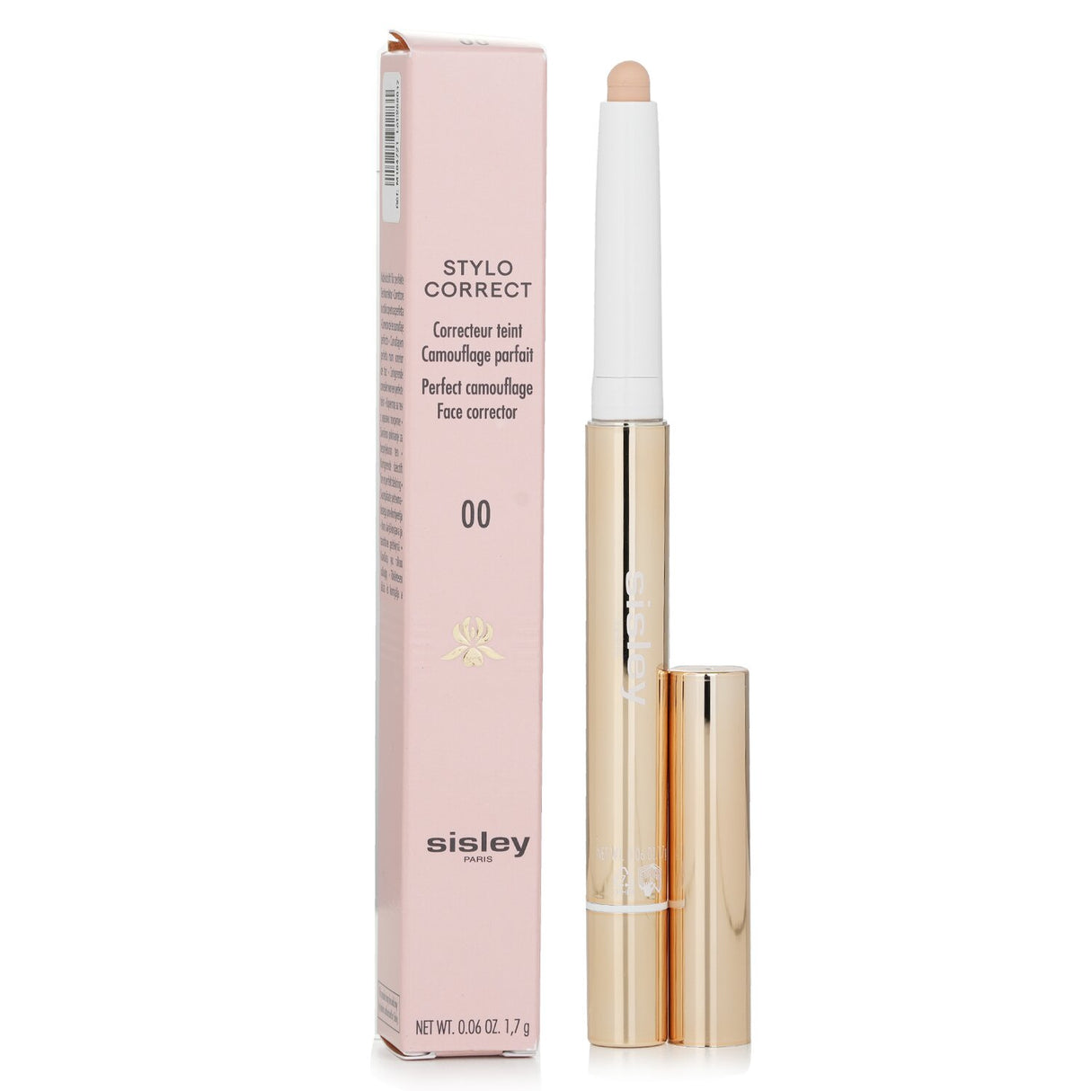 Sisley Stylo Correct in #00, a creamy concealer pen for blemishes and dark circles, features a double-tip for precision blending.